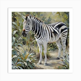 Zebra in a jungle Art Print