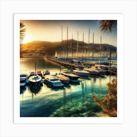 Sunset At The Marina 1 Art Print