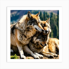 Three Wolves Art Print