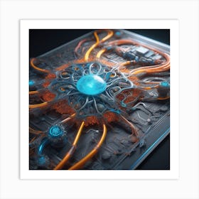 3d Rendering Of A Computer Chip 8 Art Print