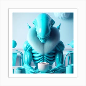 Alien In Coffee Shop 3 Art Print