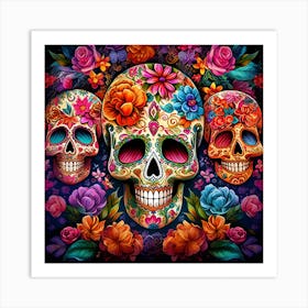 Day Of The Dead Skulls 2 Art Print