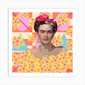 Frida Kahlo with flowers Art Print