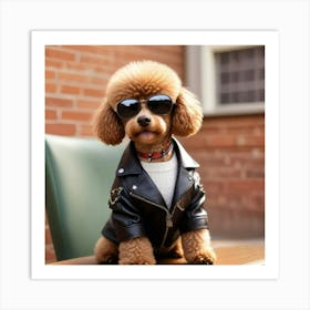 Poodle In Leather Jacket Art Print