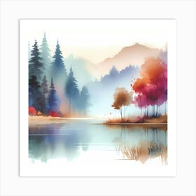 Watercolor Landscape Painting 21 Art Print