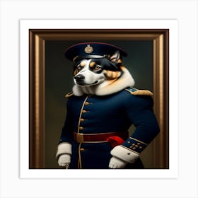 Husky In Uniform Art Print