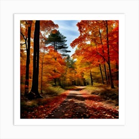 Autumn Forest Road Art Print