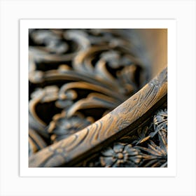 Close Up Of A Carved Wooden Bowl Art Print