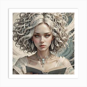 Girl With A Book Art Print