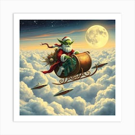 Grinch on Futuristic Sleigh Art Print