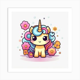 Kawaii Unicorn 1 Art Print