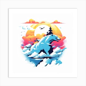 Polar Bear In The Clouds Art Print