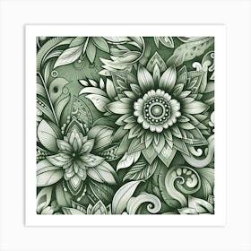 Floral Seamless Pattern 1 Art Print