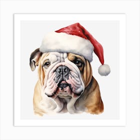 Bulldog Santa Hat 7 Art Print