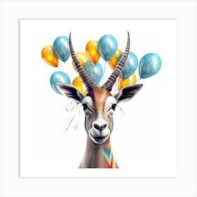 Antelope With Balloons Art Print