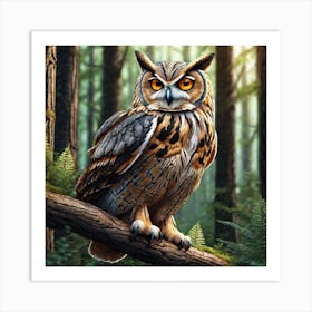 Owl In The Forest 202 Art Print