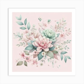 Pink Floral Painting Art Print