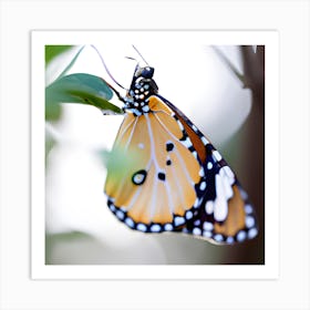 Butterfly On A Leaf Art Print