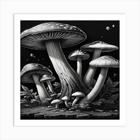 Mushrooms In The Forest 3 Art Print