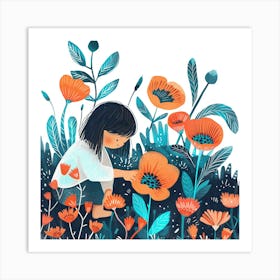 Little Girl In The Garden 2 Art Print