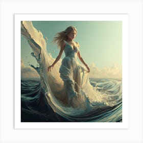 Girl In The Ocean Art Print