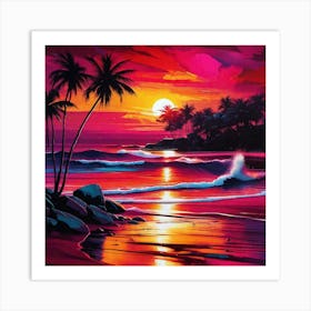 Sunset At The Beach 238 Art Print