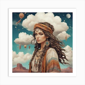 Bohemian Cloud Wanderer Boho Art Style Art Print 1 Art Print