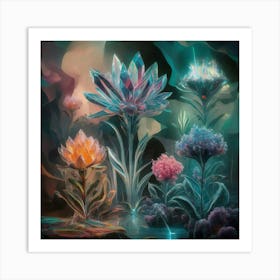 Generate A Surreal Scene Of Crystal Flowers Bloomi Ekkcpuwyroqtv4hsocd0kg Qhhefy Art Print