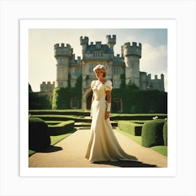 Princess Diana standing infront Castle Art Print