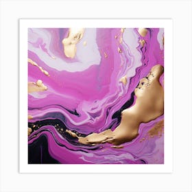 Purple And Gold Abstract Painting Paint Pour 4 Art Print