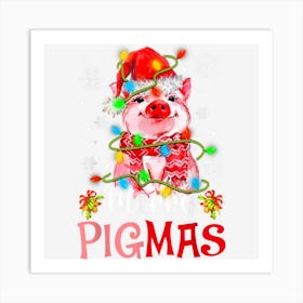 Merry Christmas Merry Pigmas Cute Pig Funny Xmas Art Print