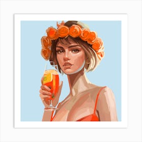 Hawaiian Girl With Drink Art Print