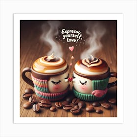 Cute Coffee Lovers Love Valentine Art Print