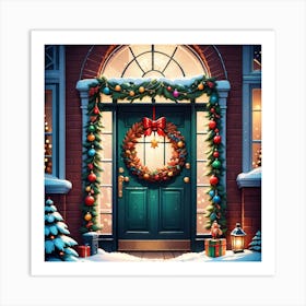 Christmas Door 160 Art Print