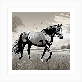 Horse In The Field 1 Art Print