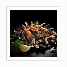 Seafood On A Plate Art Print