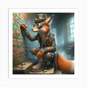 Steampunk Fox 3 Art Print