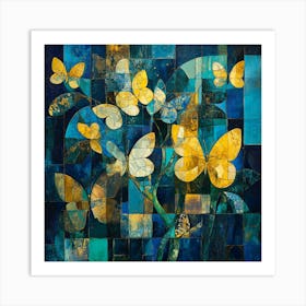 Butterflies In Blue And Yellow 1 Art Print