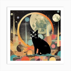 Cat On The Moon Art Print