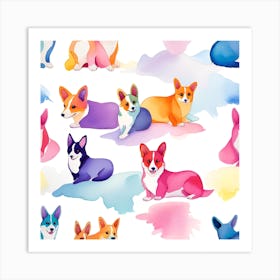 Watercolor Corgis Art Print