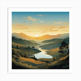 Sunset In The Mountains Art Print