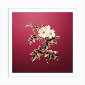 Gold Botanical White Rosebush on Viva Magenta n.1380 Art Print