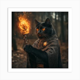 Cat With A Torch Art Print