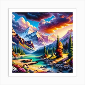 Sunset In The Mountains 20 Art Print