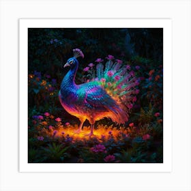 Peacock At Night 1 Art Print