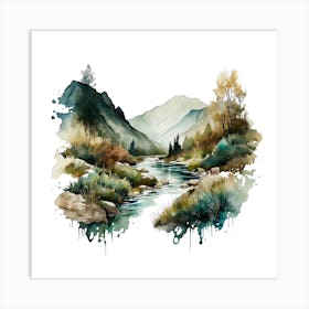 Watercolor Landscape Painting 10 Art Print