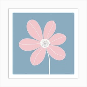 A White And Pink Flower In Minimalist Style Square Composition 304 Art Print