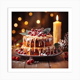 Christmas Cake With Cranberries 1 Art Print