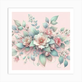 Pink Floral Wallpaper 7 Art Print