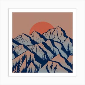 Rocky Mountains At Sunset Art Print